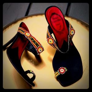 Rene Caovilla Vintage Teibal beaded high heel mule